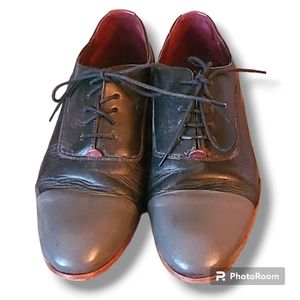 Ted Baker London Black Gray Leather Derby Shoes